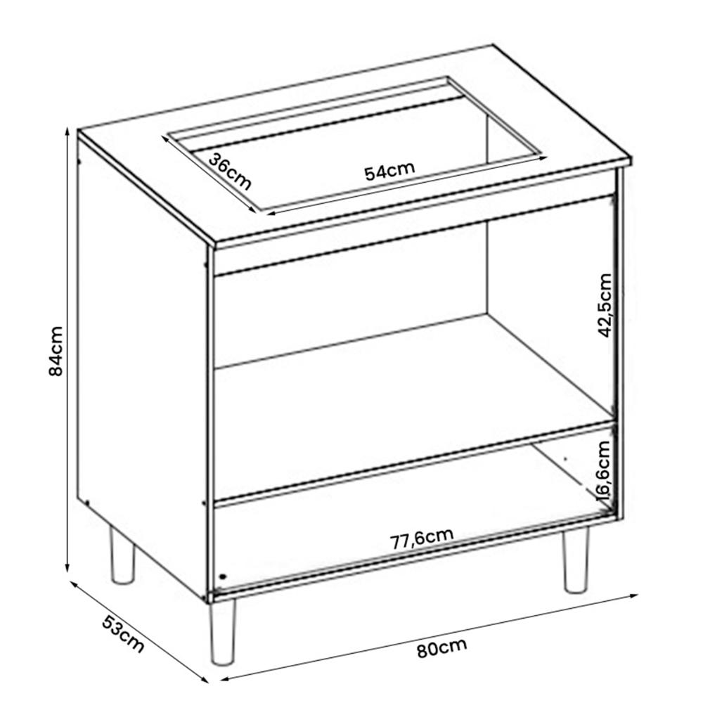 Balcão Cozinha para Cooktop 80cm com 1 Gaveta Ipe