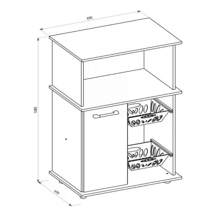 Balc o Fruteira para Forno 1 porta 2 cestos Malu Arezzo R stico