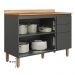 Balcão de Cozinha Acacia 120cm com Tampo 2 Portas 3 Gavetas Chumbo