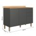 Balcão de Cozinha Acacia 120cm com Tampo 2 Portas 3 Gavetas Chumbo
