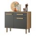 Balcão para Cozinha Lemon com 2 portas e 1 Gaveta 91 cm Freijo/Chumbo