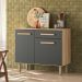 Balcão para Cozinha Lemon com 2 portas e 1 Gaveta 91 cm Freijo/Chumbo