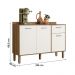 Balcão para Cozinha Paolla com Tampo 3 portas e 1 Gaveta Ipe/Off White