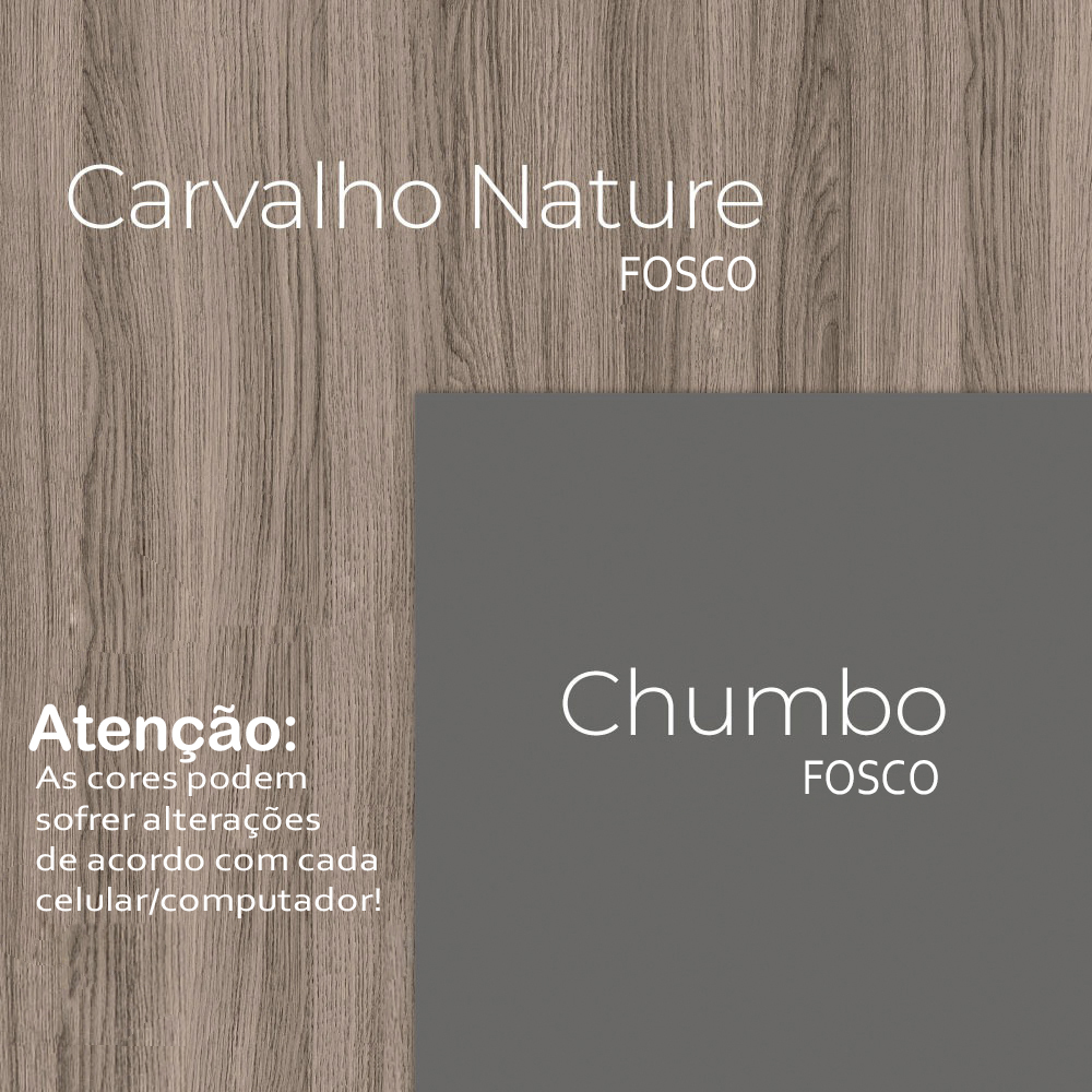 Balcao 03 PT 120cm Com Tampo 16988 Carvalho Nature Chumbo Nicioli
