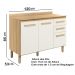 Balcao 03 PT 120cm Com Tampo 16988 Freijo Off White Cristal Nicioli