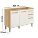 Balcao 03 Portas 120cm Sem Tampo 16988 Freijo Off White Cristal Nicioli