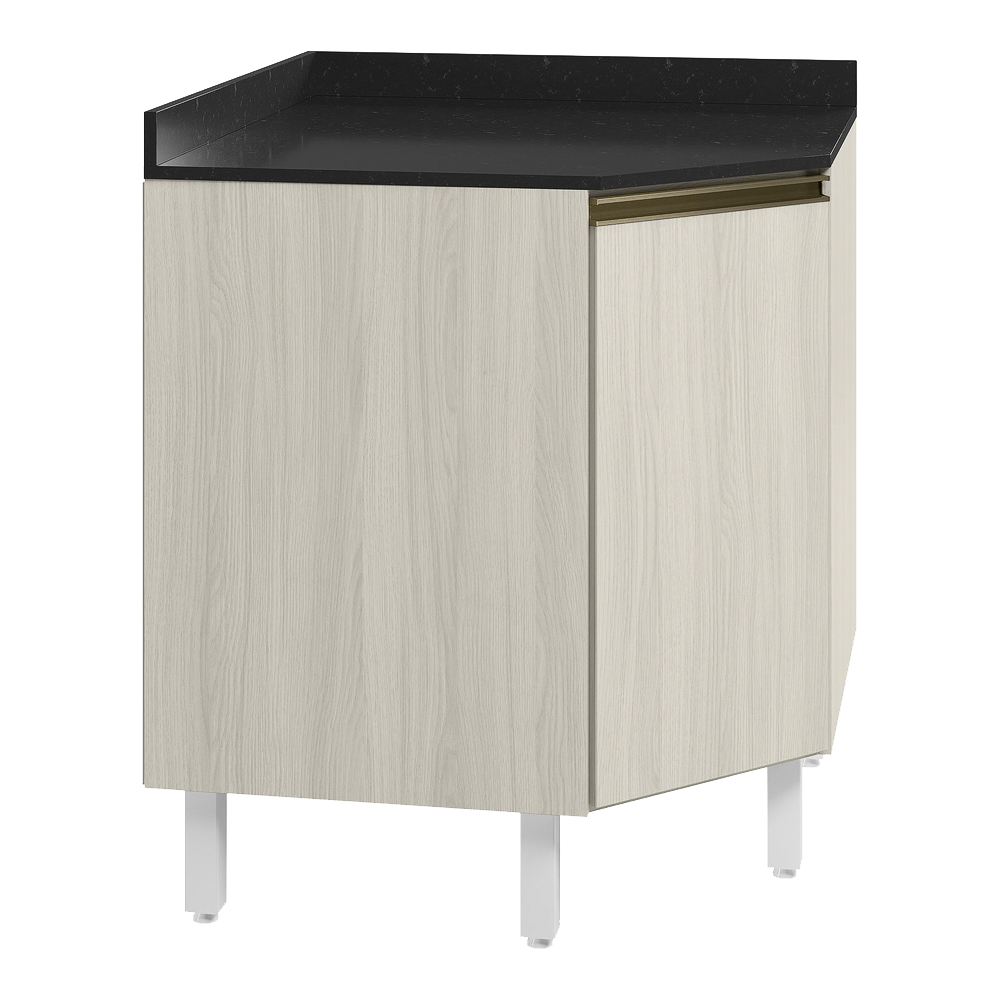 Balcao Canto Obliquo Tampo MDF Kali 12222 Bianco Toq Bianco Toq Nicioli