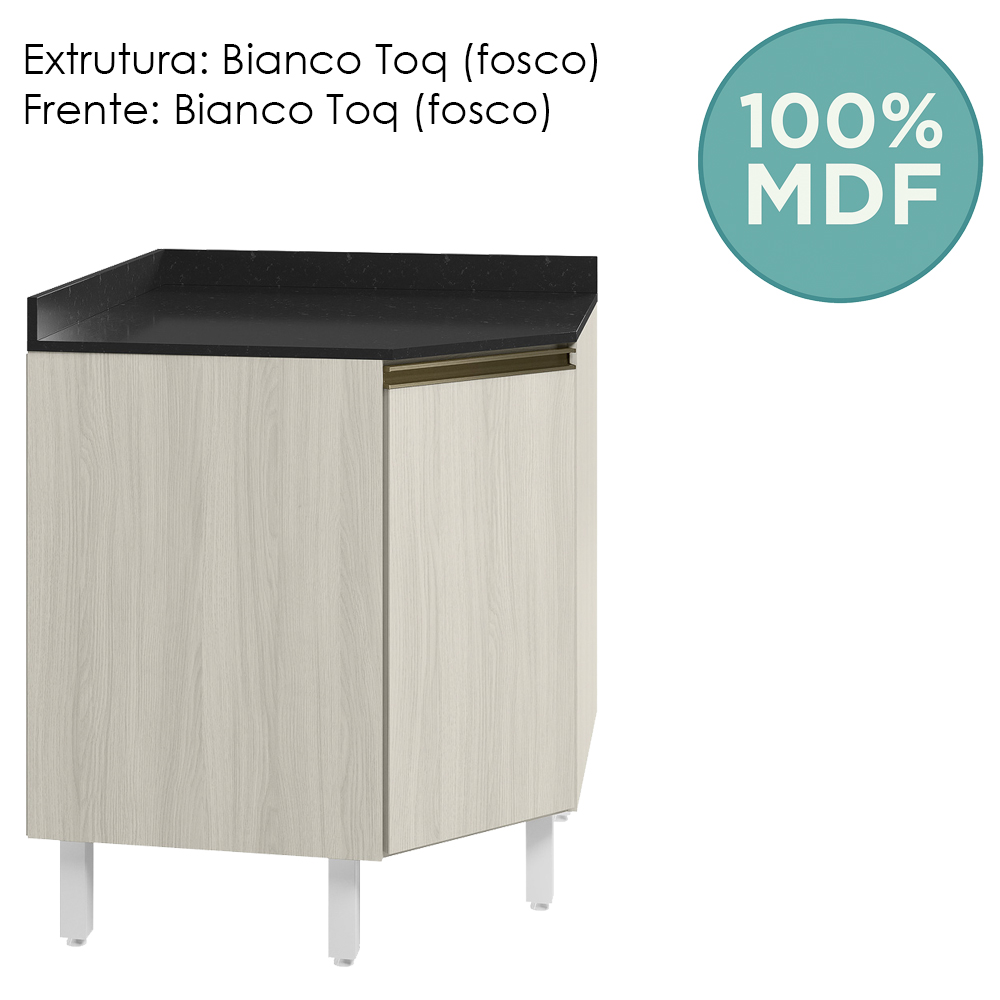 Balcao Canto Obliquo Tampo MDF Kali 12222 Bianco Toq Bianco Toq Nicioli