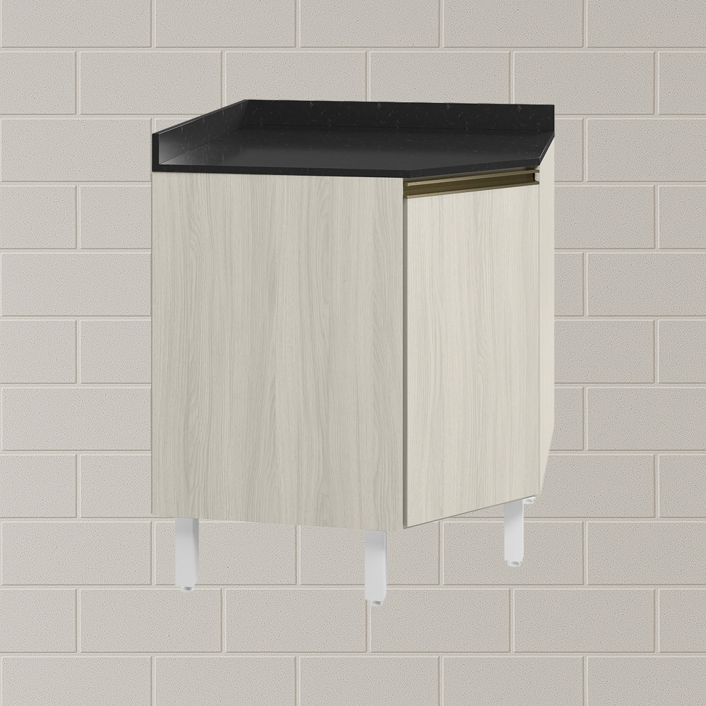 Balcao Canto Obliquo Tampo MDF Kali 12222 Bianco Toq Bianco Toq Nicioli