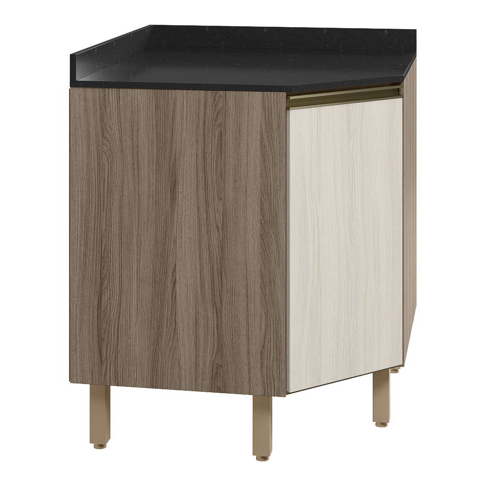 Balcao Canto Obliquo Tampo MDF Kali 12222 Carvalho Toq Bianco Toq Nicioli