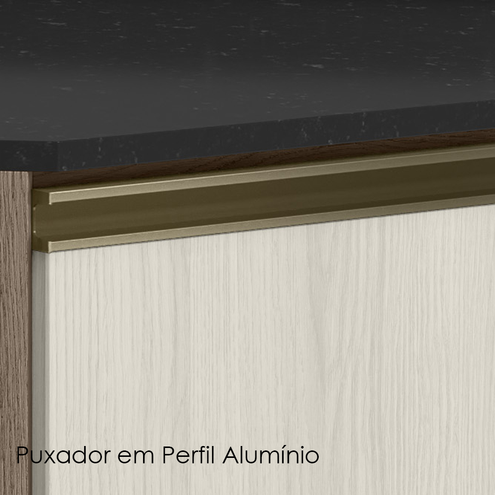 Balcao Canto Obliquo Tampo MDF Kali 12222 Carvalho Toq Bianco Toq Nicioli