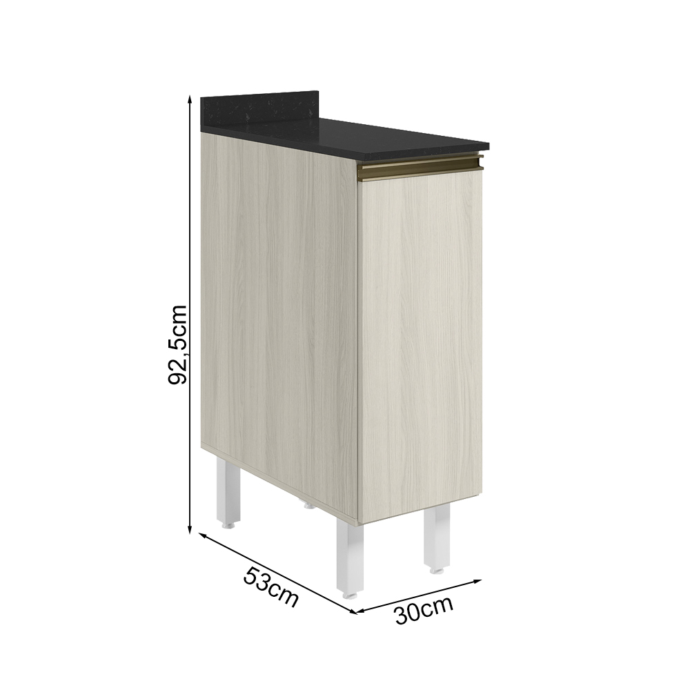 Balcao Com Tampo 1P 30 cm MDF Kali 12217 Bianco Toq Bianco Toq Nicioli