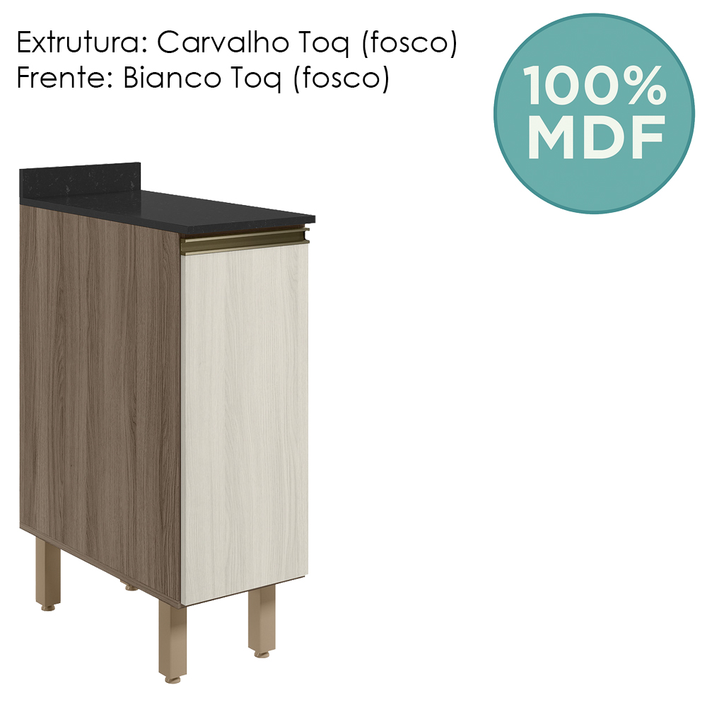 Balcao Com Tampo 1P 30 cm MDF Kali 12217 Carvalho Toq Bianco Toq Nicioli