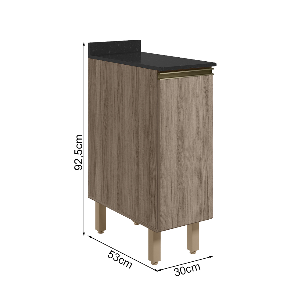 Balcao Com Tampo 1P 30 cm MDF Kali 12217 Carvalho Toq Carvalho Toq Nicioli