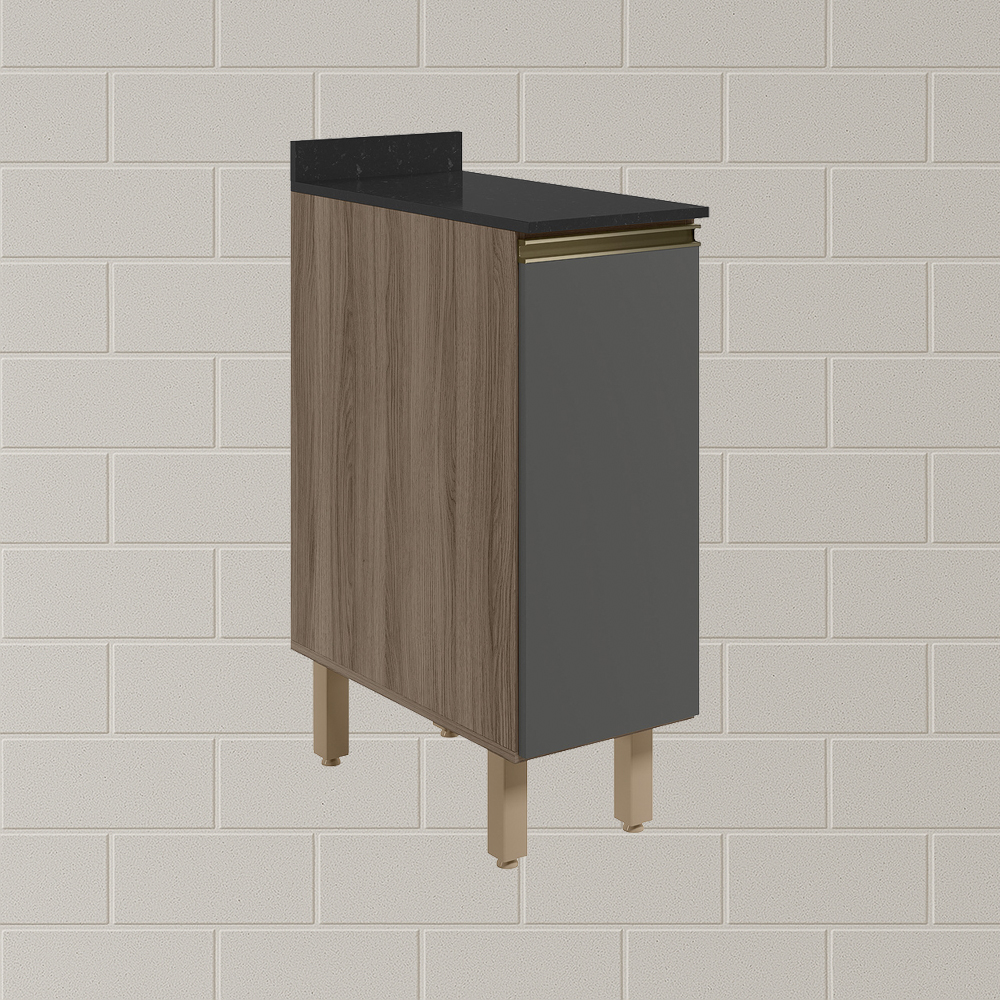 Balcao Com Tampo 1P 30 cm MDF Kali 12217 Carvalho Toq Chumbo Nicioli