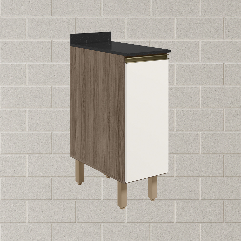 Balcao Com Tampo 1P 30 cm MDF Kali 12217 Carvalho Toq Off White Cetim Nicioli