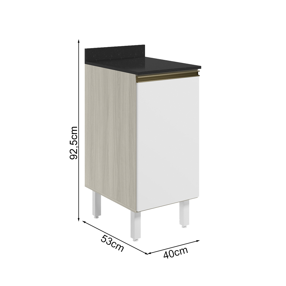 Balcao Com Tampo 1P 40 cm MDF Kali 12218 Bianco Toq Branco Uv Nicioli