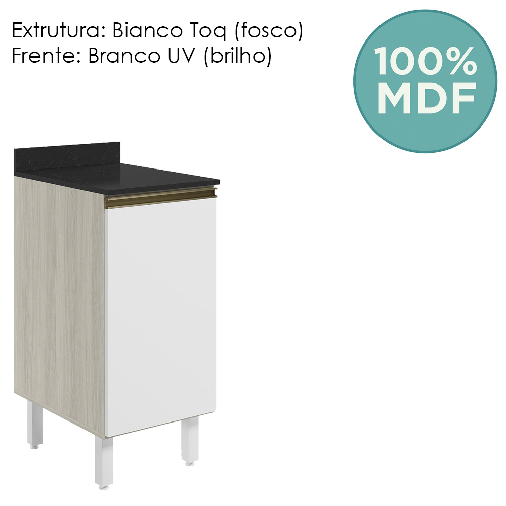 Balcao Com Tampo 1P 40 cm MDF Kali 12218 Bianco Toq Branco Uv Nicioli