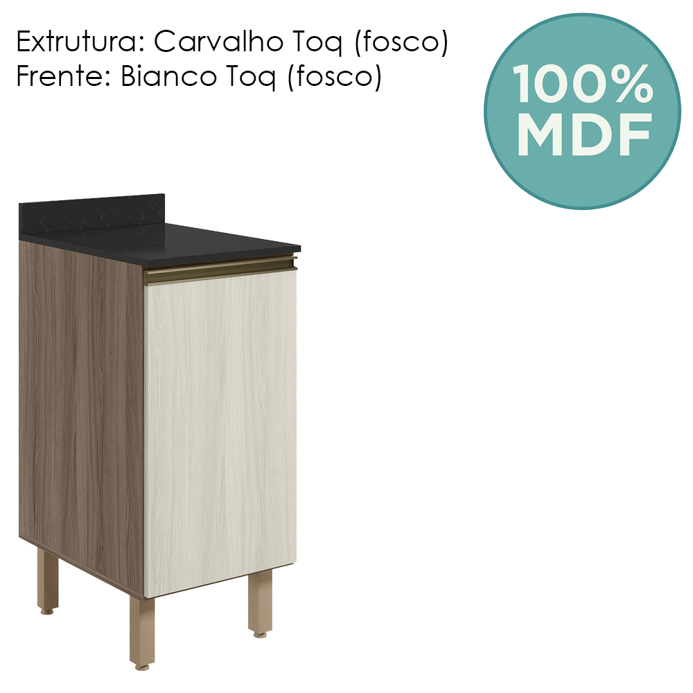 Balcao Com Tampo 1P 40 cm MDF Kali 12218 Carvalho Toq Bianco Toq Nicioli