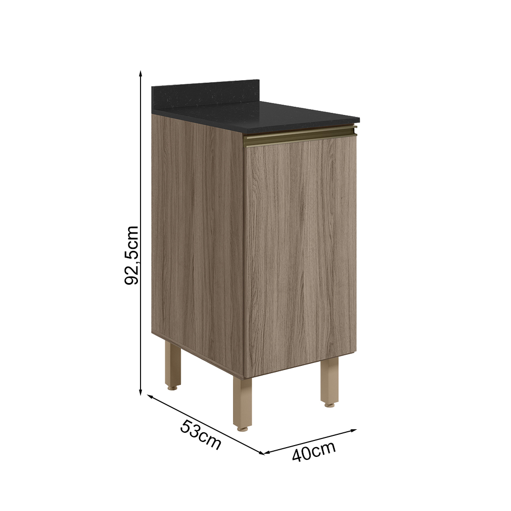 Balcao Com Tampo 1P 40 cm MDF Kali 12218 Carvalho Toq Carvalho Toq Nicioli