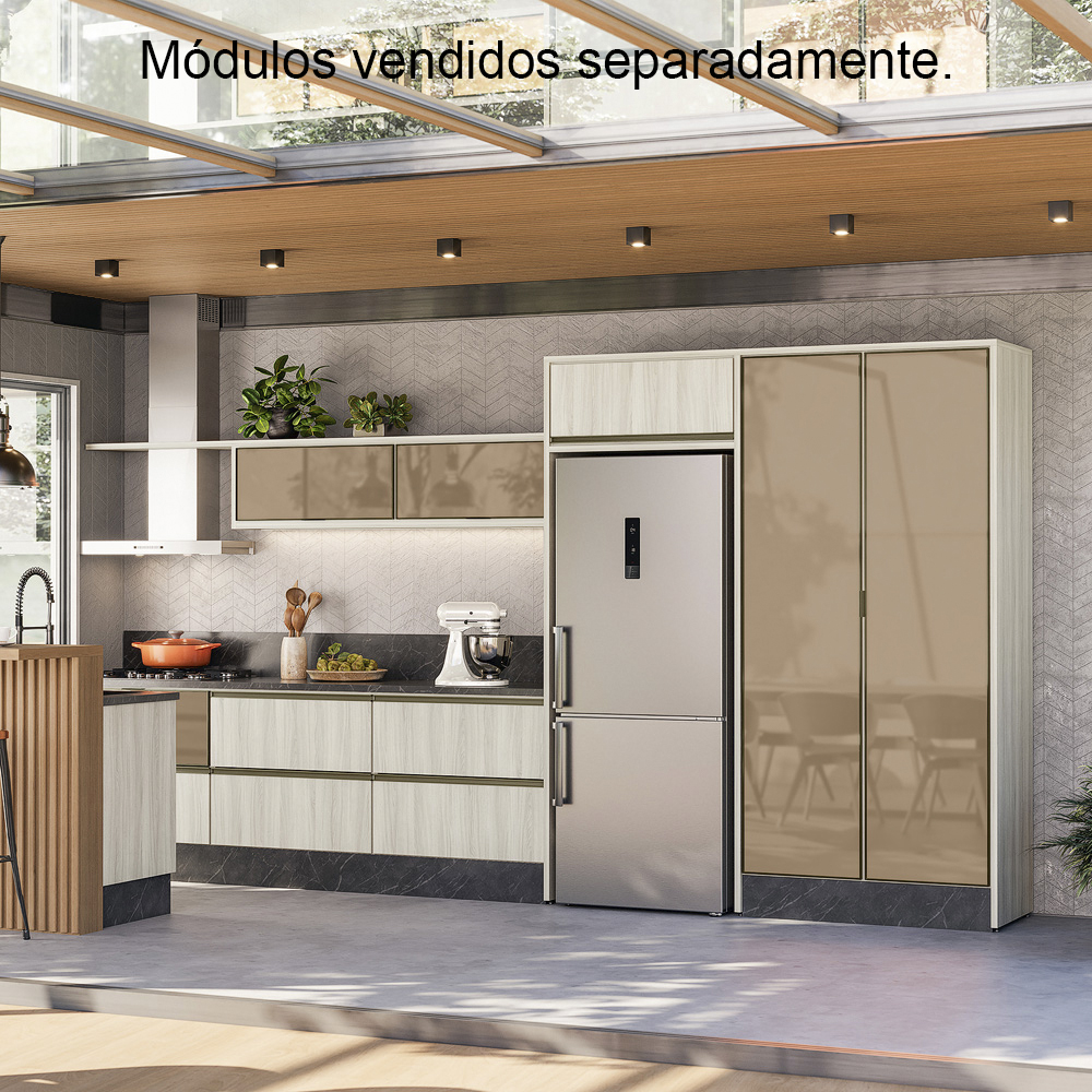 Balcao Com Tampo 2G 80cm MDF Kali 16412 Bianco Toq Bianco Toq Nicioli