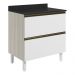 Balcao Com Tampo 2G 80cm MDF Kali 16412 Bianco Toq Branco Uv Nicioli