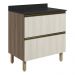 Balcao Com Tampo 2G 80cm MDF Kali 16412 Carvalho Toq Bianco Toq Nicioli