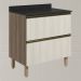 Balcao Com Tampo 2G 80cm MDF Kali 16412 Carvalho Toq Bianco Toq Nicioli