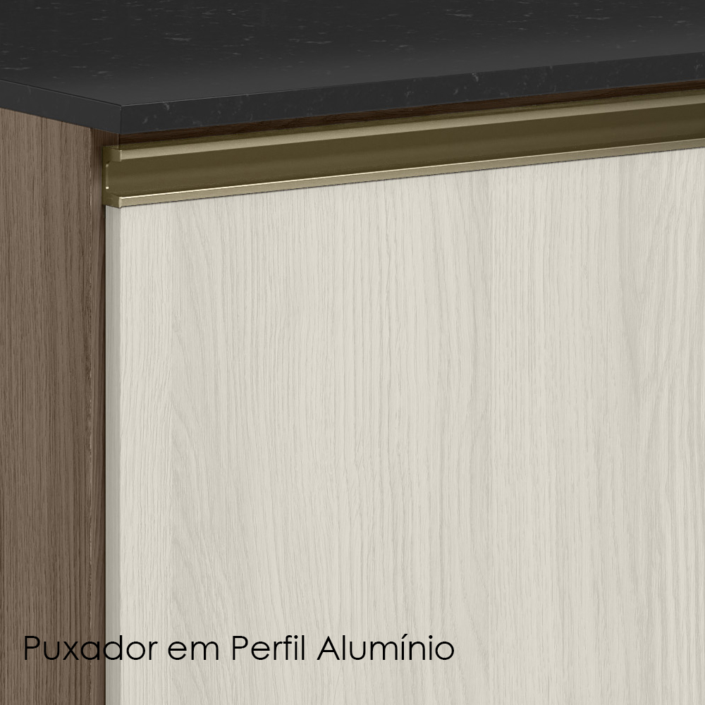 Balcao Com Tampo 2G 80cm MDF Kali 16412 Carvalho Toq Bianco Toq Nicioli
