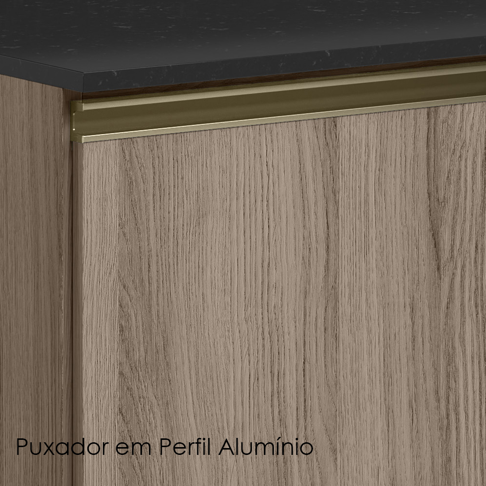 Balcao Com Tampo 2G 80cm MDF Kali 16412 Carvalho Toq Carvalho Toq Nicioli