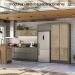 Balcao Com Tampo 2G 80cm MDF Kali 16412 Carvalho Toq Chumbo Nicioli