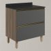Balcao Com Tampo 2G 80cm MDF Kali 16412 Carvalho Toq Chumbo Nicioli