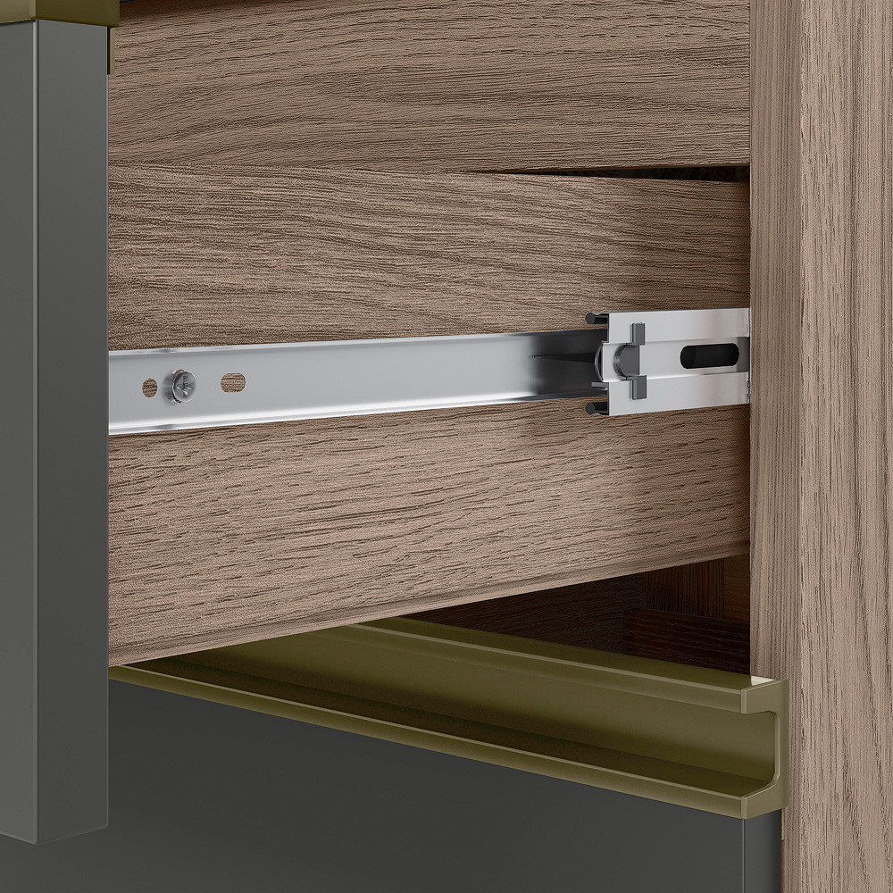 Balcao Com Tampo 2G 80cm MDF Kali 16412 Carvalho Toq Chumbo Nicioli