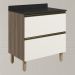 Balcao Com Tampo 2G 80cm MDF Kali 16412 Carvalho Toq Off White Cetim Nicioli