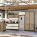 Balcao Com Tampo 2G 80cm MDF Kali 16412 Carvalho Toq Off White Cetim Nicioli