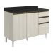 Balcao Com Tampo 2P 3G 120cm MDF Kali 16417 Bianco Toq Bianco Toq Nicioli