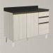 Balcao Com Tampo 2P 3G 120cm MDF Kali 16417 Bianco Toq Bianco Toq Nicioli