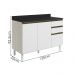 Balcao Com Tampo 2P 3G 120cm MDF Kali 16417 Bianco Toq Branco Uv Nicioli