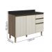 Balcao Com Tampo 2P 3G 120cm MDF Kali 16417 Carvalho Toq Bianco Toq Nicioli
