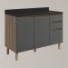 Balcao Com Tampo 2P 3G 120cm MDF Kali 16417 Carvalho Toq Chumbo Nicioli