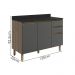 Balcao Com Tampo 2P 3G 120cm MDF Kali 16417 Carvalho Toq Chumbo Nicioli