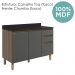 Balcao Com Tampo 2P 3G 120cm MDF Kali 16417 Carvalho Toq Off White Cetim Nicioli