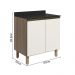Balcao Com Tampo 2P 60 cm MDF Kali 12220 Carvalho Toq Off White Cetim Nicioli