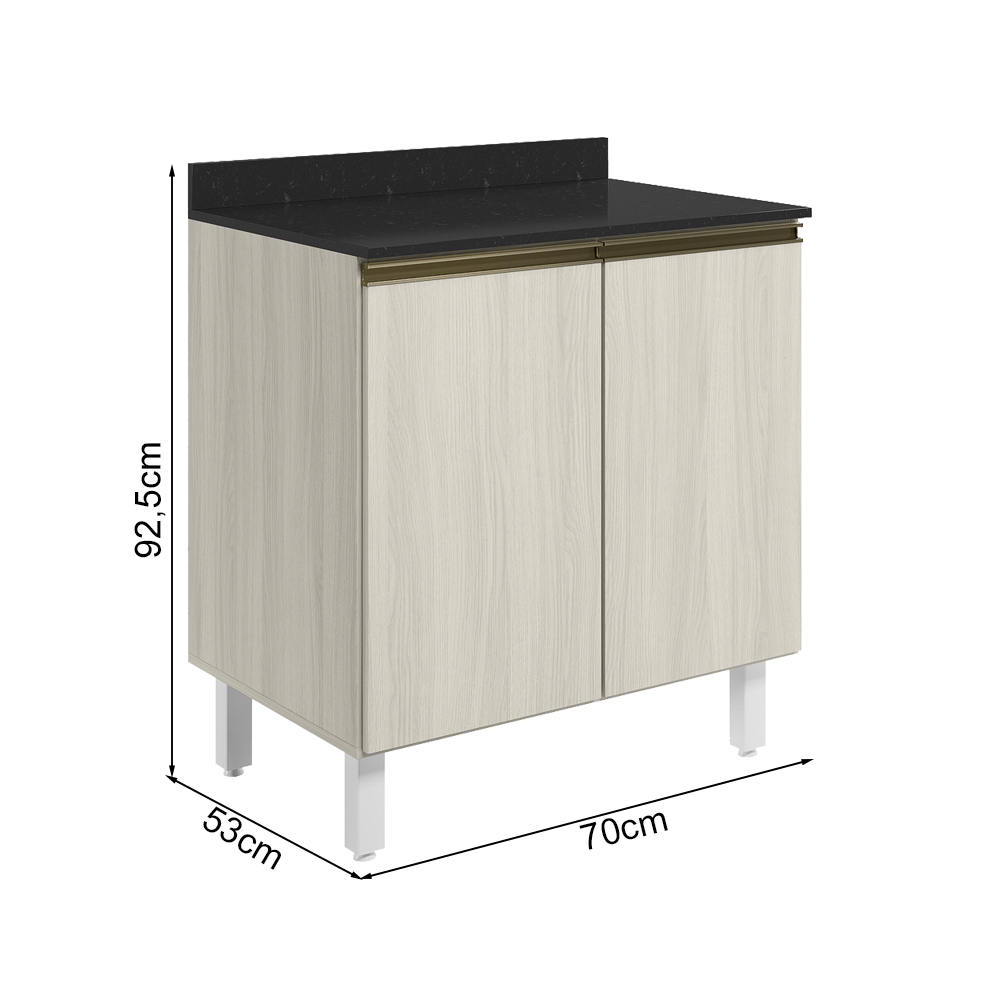 Balcao Com Tampo 2P 70 cm MDF Kali 12221 Bianco Toq Bianco Toq Nicioli