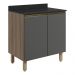 Balcao Com Tampo 2P 70 cm MDF Kali 12221 Carvalho Toq Chumbo Nicioli