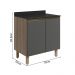 Balcao Com Tampo 2P 70 cm MDF Kali 12221 Carvalho Toq Chumbo Nicioli