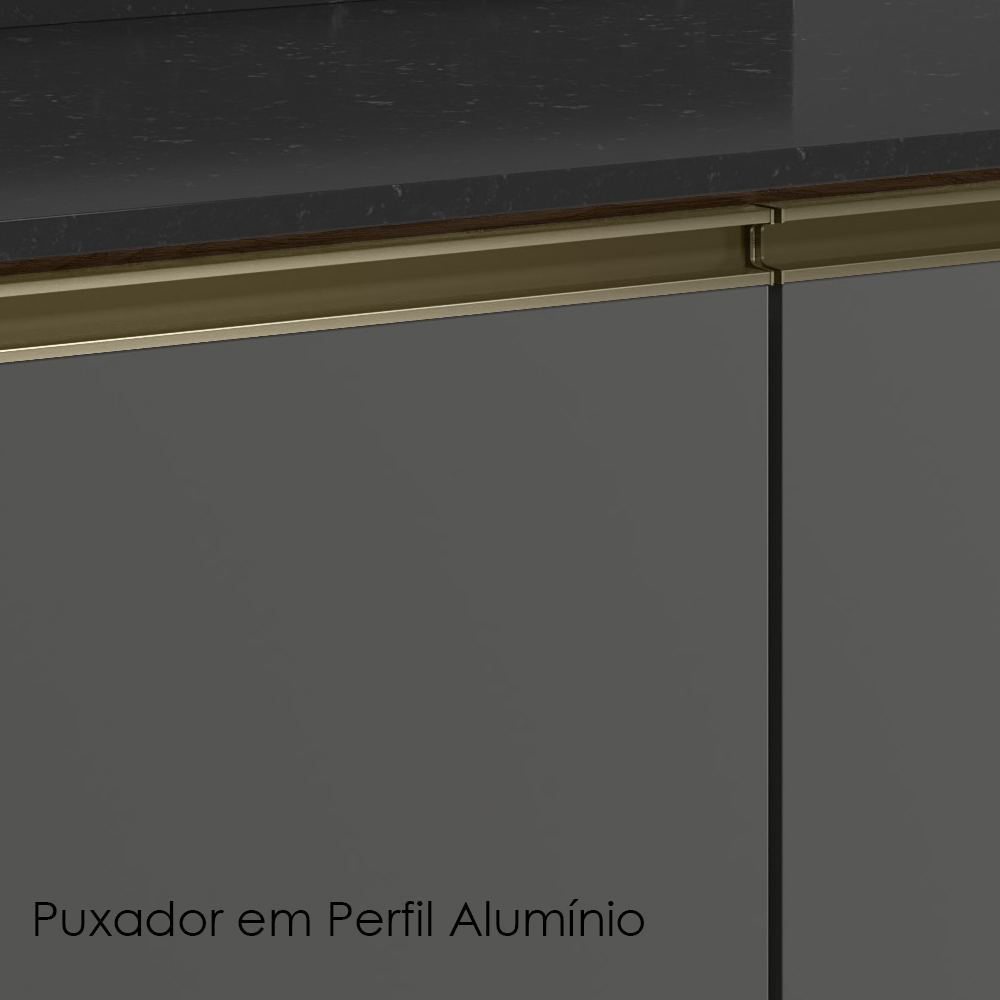 Balcao Com Tampo 2P 70 cm MDF Kali 12221 Carvalho Toq Chumbo Nicioli