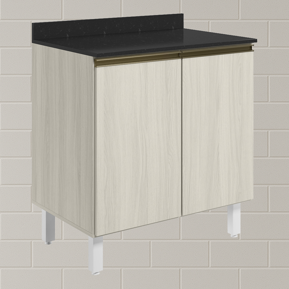 Balcao Com Tampo 2P 80 cm MDF Kali 12223 Bianco Toq Bianco Toq Nicioli
