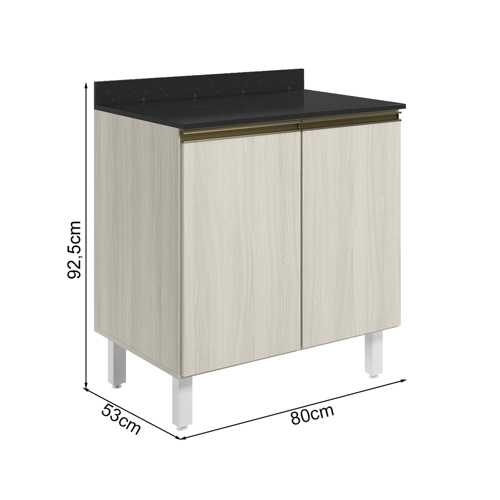 Balcao Com Tampo 2P 80 cm MDF Kali 12223 Bianco Toq Bianco Toq Nicioli