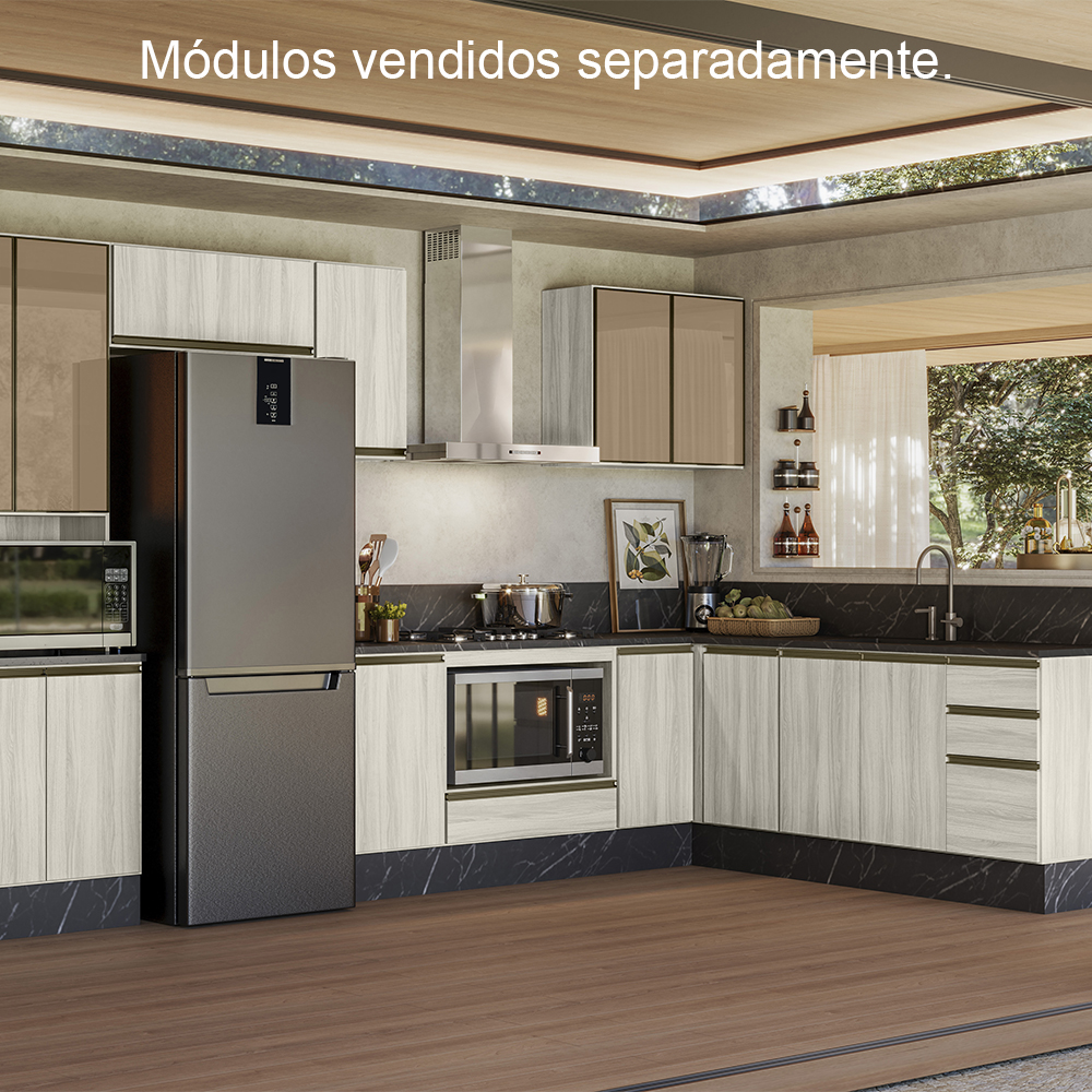 Balcao Com Tampo 2P 80 cm MDF Kali 12223 Bianco Toq Bianco Toq Nicioli